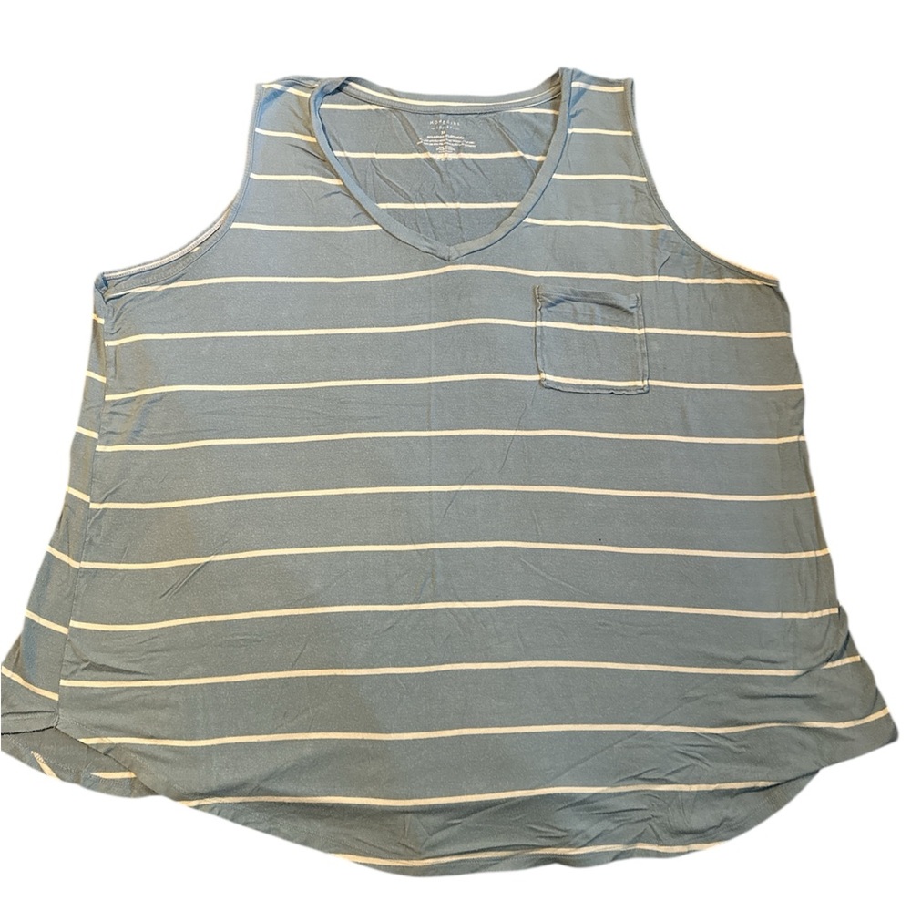 Blue and White Relaxed Tank Top